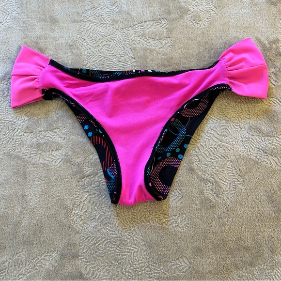 Jamaican Style pink black pattern bikini bottoms Size L - Picture 3 of 7